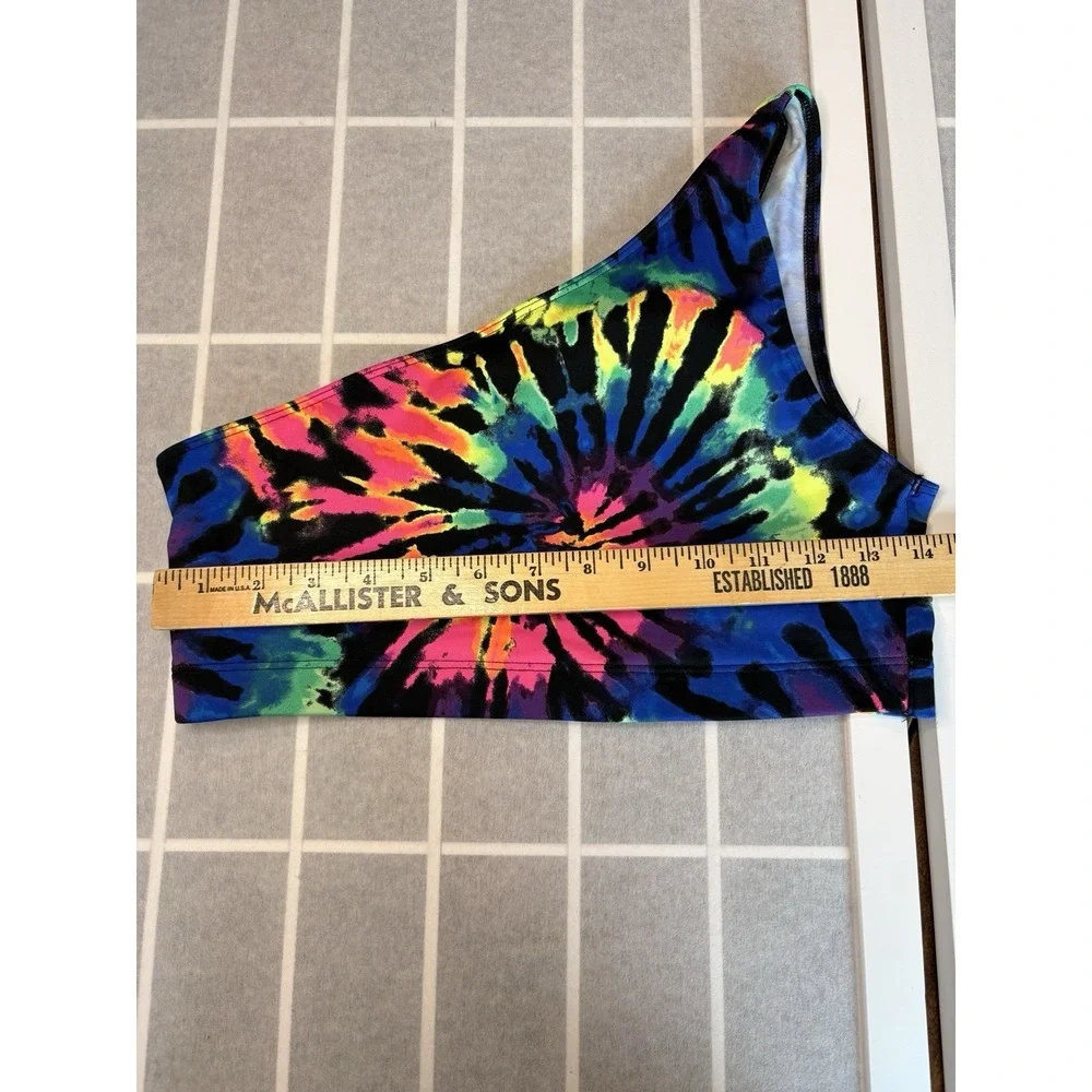 PINK SPORT Active One Shoulder Sports Bra Gym Top Workout Wear Tie dye Sz Medium
